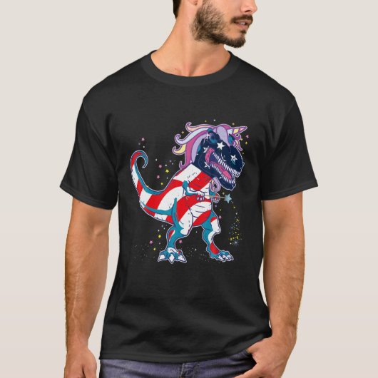 T-shirt Rex Tyrannosaurus Avec Corne Unicorne Avec Vanne M (Devant)