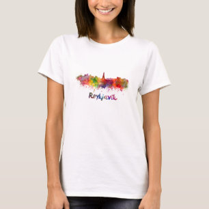 T-shirt Reykjavik skyline in watercolor