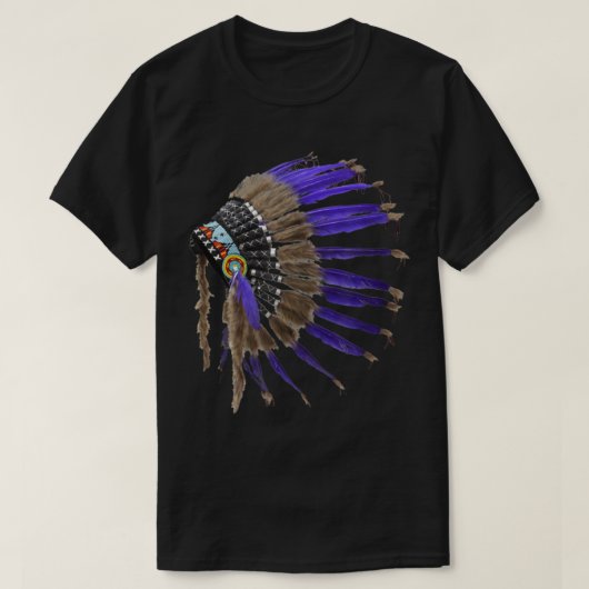T-shirt Rez Amérindiens Plumes de crâne de buffle Indien (Design devant)