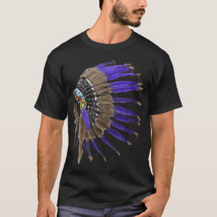 T-shirt Rez Amérindiens Plumes de crâne de buffle Indien