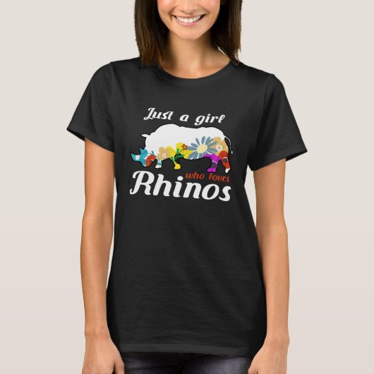 T-shirt Rhin Floral Silhouette Juste Une Fille Qui Aime Rh (Devant)