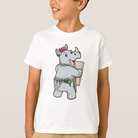 T-shirt Rhino à la peinture avec des couleurs (Devant)