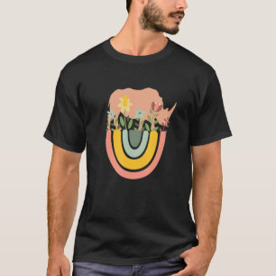 T-shirt Rhino Animal Mammal Zoo Afrique Rainbow Boho rose
