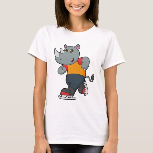 T-shirt Rhino at Ice skating with Ice skates (Devant)