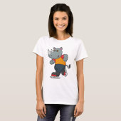 T-shirt Rhino at Ice skating with Ice skates (Devant entier)