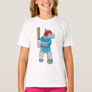 T-shirt Rhino au cricket avec chauve-souris de cricket