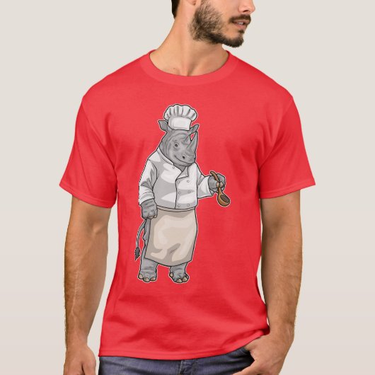 T-shirt Rhino Cook Cooking spoon Cooking (Devant)