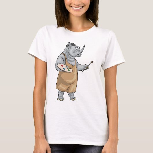 T-shirt Rhino Painter Paintbrush Painting (Devant)