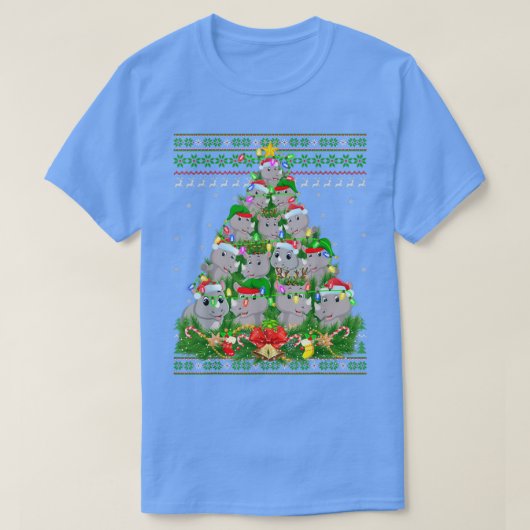 T-shirt Rhino Xmas Lighter Tree Père Noël Rhino laide Chri (Design devant)