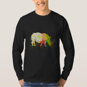 T-shirt Rhinocéros animal sauvage réaliste de peinture col