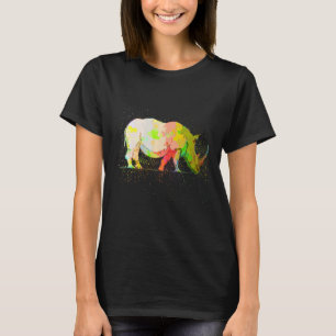 T-shirt Rhinocéros animal sauvage réaliste de peinture col