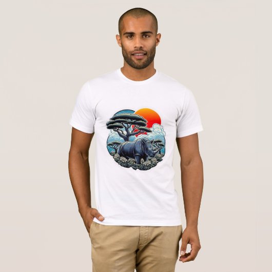 T-SHIRT RHINOCEROS NOIR 7 (Devant entier)