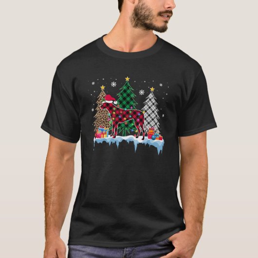 T-shirt Rhodesian Ridgeback Chien arbre lumières de Noël F (Devant)