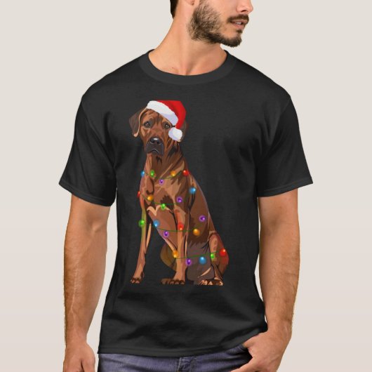 T-shirt Rhodesian Ridgeback Christmas Lights Xmas Dog Love (Devant)