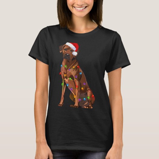 T-shirt Rhodesian Ridgeback Christmas Lights Xmas Dog Love (Devant)