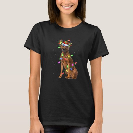 T-shirt Rhodesian Ridgeback Noël Arbre Lumière Pyjama Do (Devant)