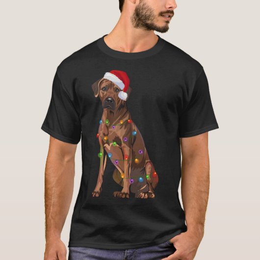 T-shirt Rhodesian Ridgeback Noël Lumières Noël Chien de No (Devant)