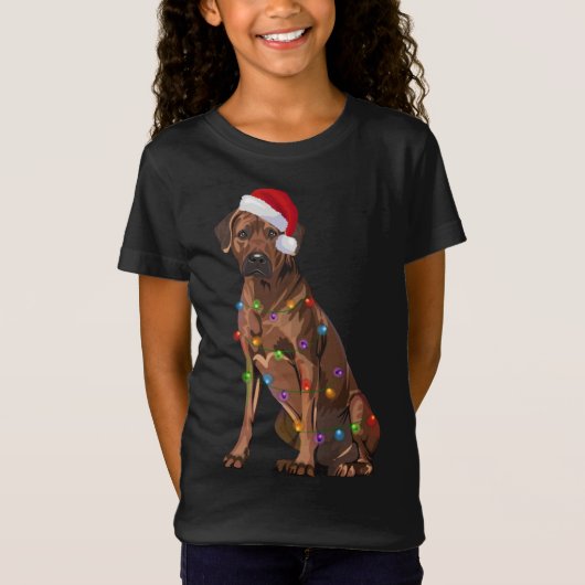 T-Shirt Rhodesian Ridgeback Noël Lumières Noël Chien de No (Devant)