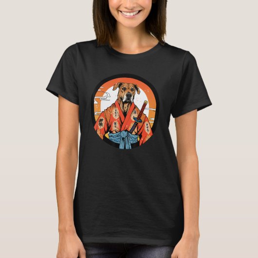 T-shirt Rhodesian Ridgeback Samurai Funny Chien Guerrier (Devant)