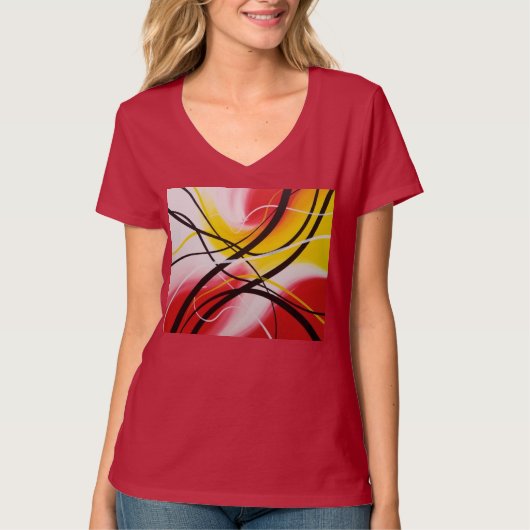 T-shirt Rhythms in Red, Abstract art Tee (Devant)