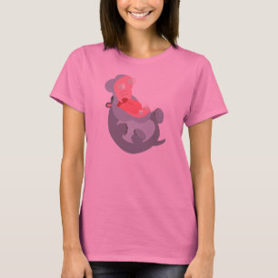 T-shirt riant mignon de femmes d'hippopotame de