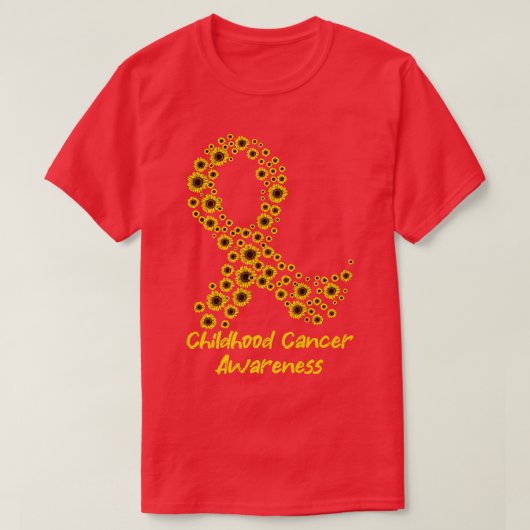 T-shirt Ribbon de tournesol jaune Sensibilisation au cance (Design devant)
