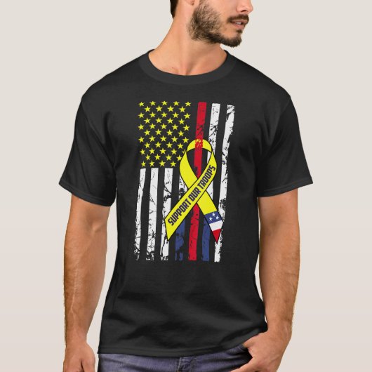 T-shirt Ribbon Jaune Soutien à nos soldats anciens combatt (Devant)