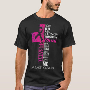 T-shirt Ribbon rose Cancer du sein Survivant Croix chrétie