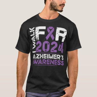T-shirt Ribbon vintage Je Marche Pour 2024 Alzheimer'S Awa