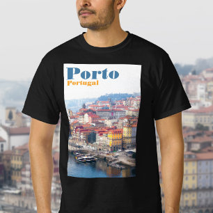 T-shirt Ribeira et le fleuve Douro. Porto, Portugal.