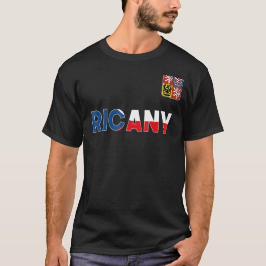 T-shirt Ricany République Tchèque Drapeau Cardiaque Lion T (Devant)