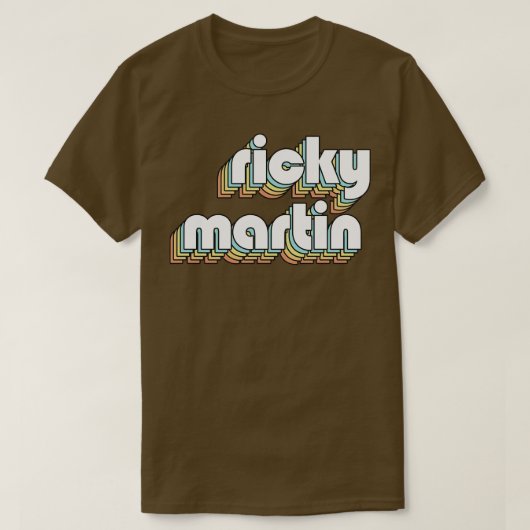 T-shirt RickyRetro Typographie arc-en-ciel style défraîchi (Design devant)