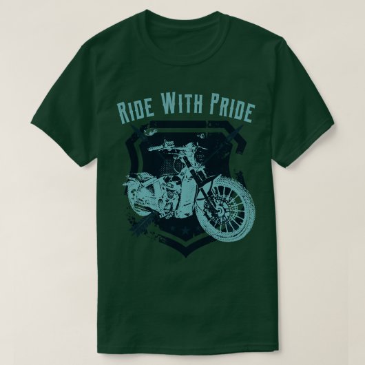T-shirt Ride Avec Fierté Moto Vélo Vintage (Design devant)