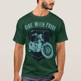 T-shirt Ride Avec Fierté Moto Vélo Vintage