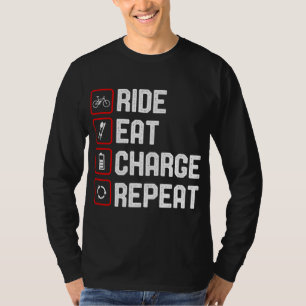 T-shirt Ride Eat Charge Répéter Funny E-Bike