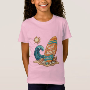 T-Shirt Ride the Waves Surfboard Illustration - Tropical S