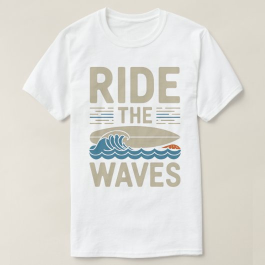 T-shirt Ride Waves Retro Surfboard Design (Design devant)