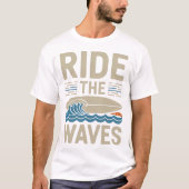 T-shirt Ride Waves Retro Surfboard Design (Devant)