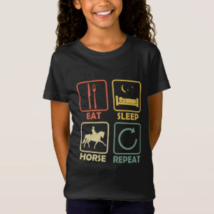 T-Shirt Riding Rider Eat Sleep Repeat Funny retro