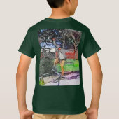 T-shirt Riding the Rails - Cartoon Skateboarder Design (Dos)