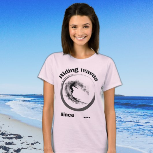 T-shirt Riding vagues depuis...conception de surfeurs noir