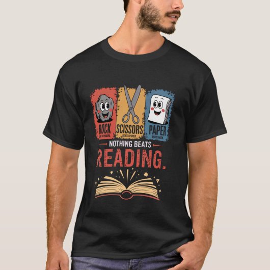 T-shirt Rien ne vaut la lecture Rock Paper Scissors Lecteu (Devant)