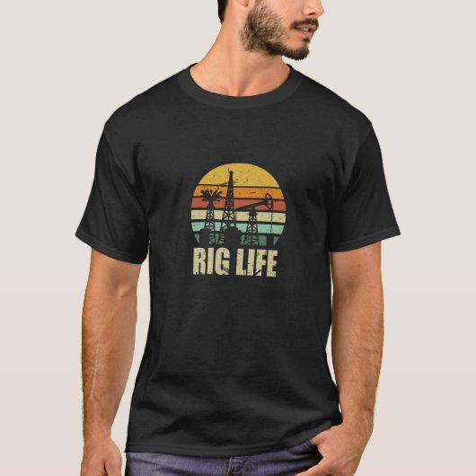 T-shirt Rig Life | Retro Huile Foreuse Carrière (Devant)