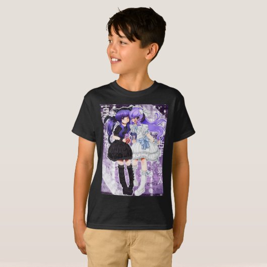 T-shirt Rika Furude And Hanyuu Sticker (Devant entier)