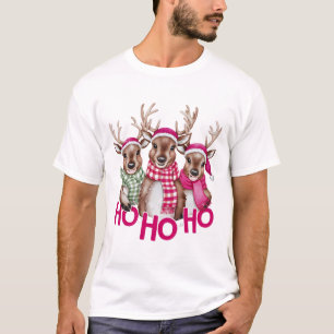 T-shirt Rindeer à l'aquarelle de Noël et HO HO