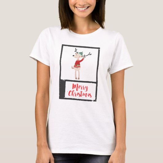 T-shirt Rindeer De Noël Dans Un Gros Chaud (Devant)