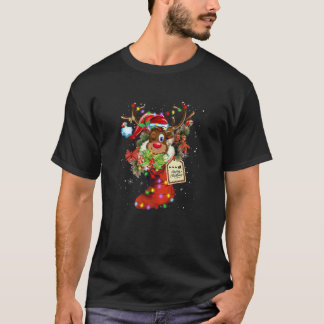 T-shirt Rindeer Drôle En Sock Noël Lumière Smax