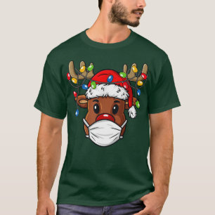 T-shirt Rinder Dans Le Masque Visage Drôle Noël Joyeux Noë