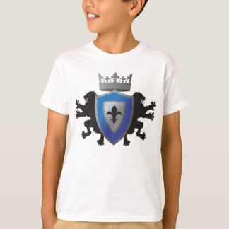 T-shirt Ringer du garçon au Lion médiéval bleu Her