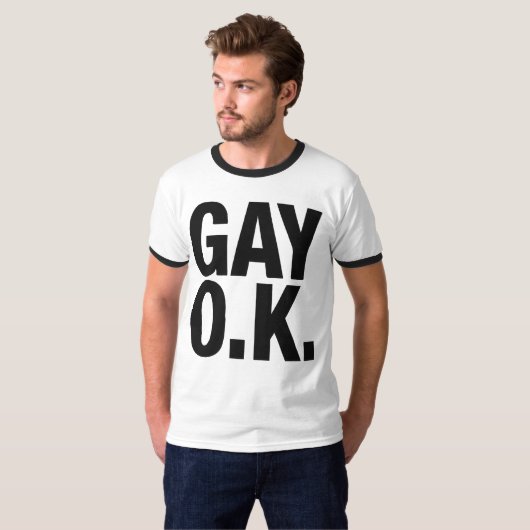 T-shirt Ringer, Homosexuels OK (Devant entier)